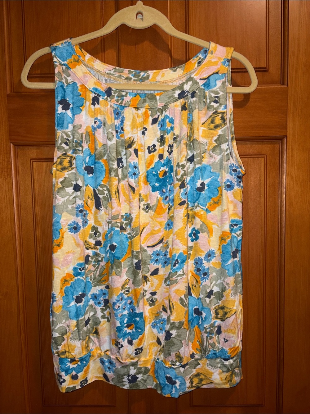 LOFT Floral Sleeveless Tank in Blue, Yellow & Green